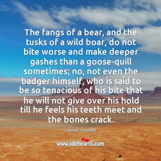 The fangs of a bear, and the tusks of a wild boar, James Howell Picture Quote