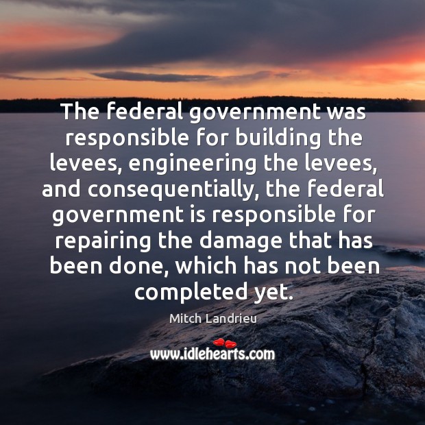 The federal government was responsible for building the levees, engineering the levees Mitch Landrieu Picture Quote
