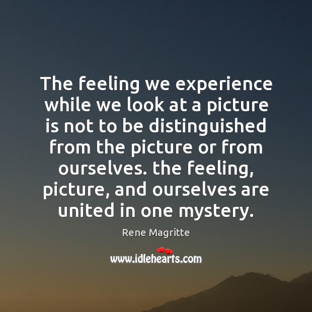 The feeling we experience while we look at a picture is not Rene Magritte Picture Quote
