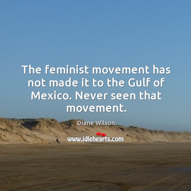 The feminist movement has not made it to the Gulf of Mexico. Never seen that movement. Diane Wilson Picture Quote
