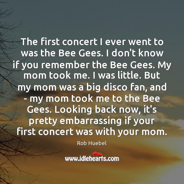 The first concert I ever went to was the Bee Gees. I Rob Huebel Picture Quote