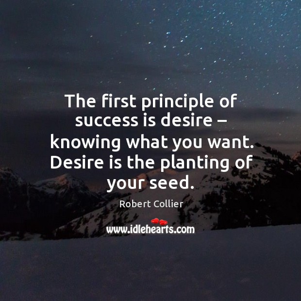 The first principle of success is desire – knowing what you want. Desire is the planting of your seed. Image