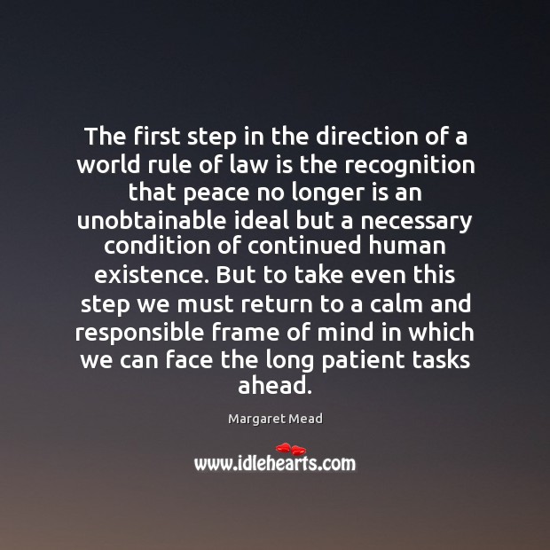 The first step in the direction of a world rule of law Margaret Mead Picture Quote