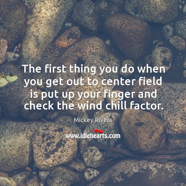 The first thing you do when you get out to center field is put up your finger and check the wind chill factor. Mickey Rivers Picture Quote