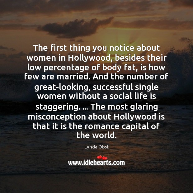 The first thing you notice about women in Hollywood, besides their low Image