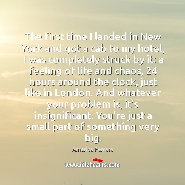 The first time I landed in new york and got a cab to my hotel, I was completely struck by it: America Ferrera Picture Quote