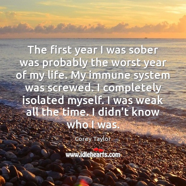 The first year I was sober was probably the worst year of Corey Taylor Picture Quote
