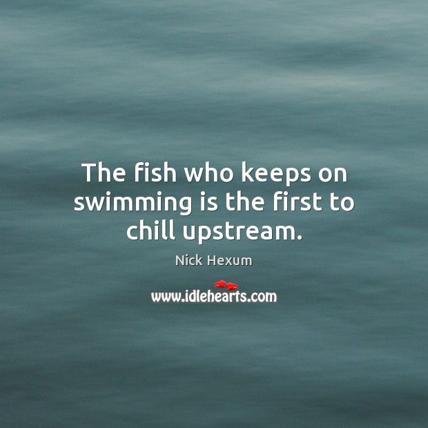 The fish who keeps on swimming is the first to chill upstream. Image