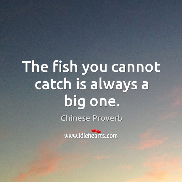 The fish you cannot catch is always a big one. Chinese Proverbs Image