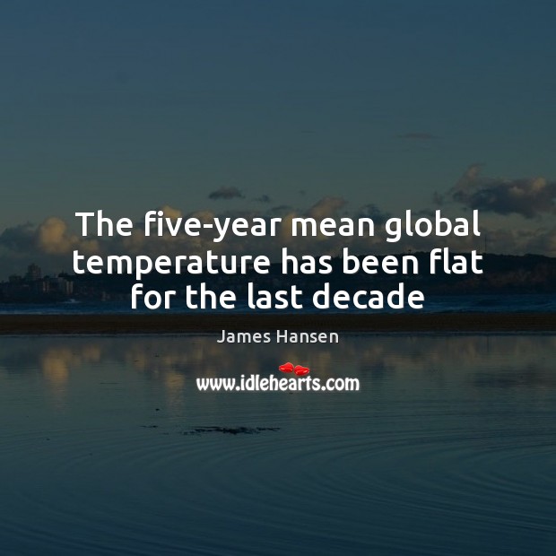 The five-year mean global temperature has been flat for the last decade Image