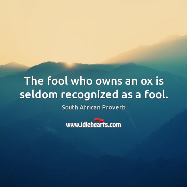 The fool who owns an ox is seldom recognized as a fool. South African Proverbs Image