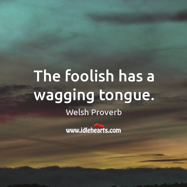 The foolish has a wagging tongue. Welsh Proverbs Image