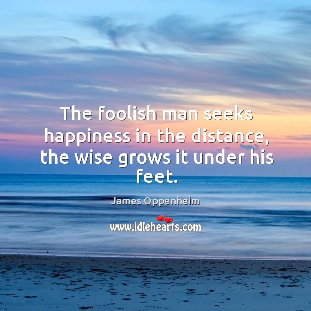 The foolish man seeks happiness in the distance, the wise grows it under his feet. Wise Quotes Image