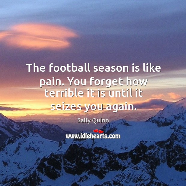 The football season is like pain. You forget how terrible it is until it seizes you again. Sally Quinn Picture Quote