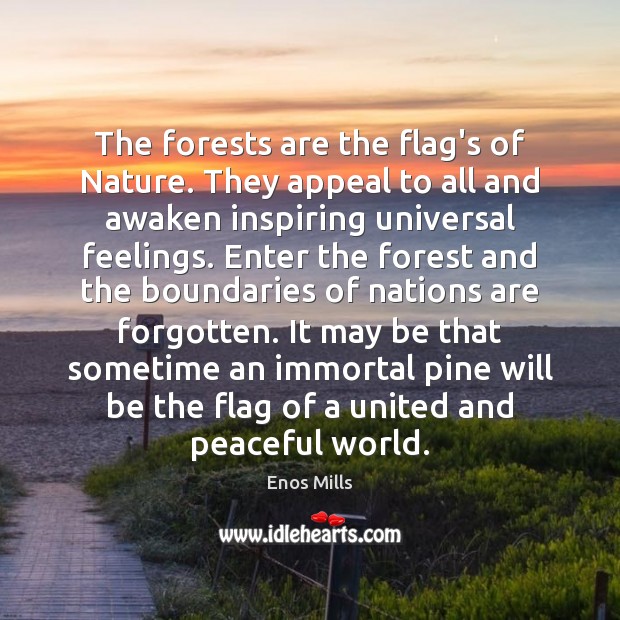 The forests are the flag’s of Nature. They appeal to all and Enos Mills Picture Quote