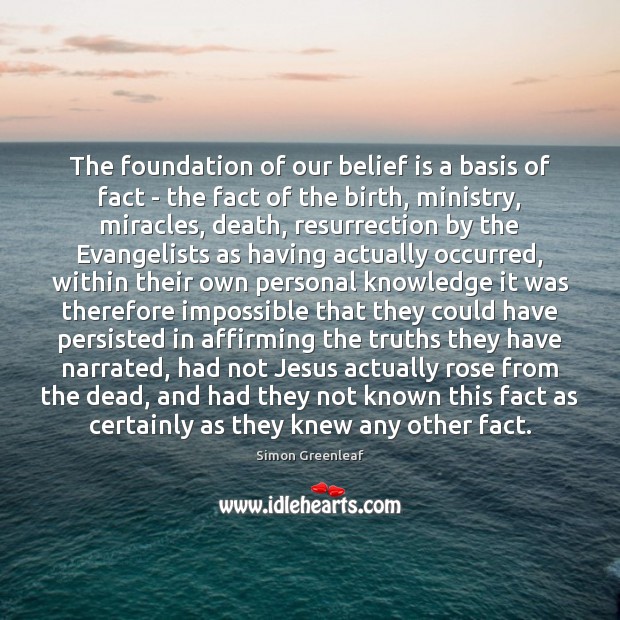 The foundation of our belief is a basis of fact – the Belief Quotes Image