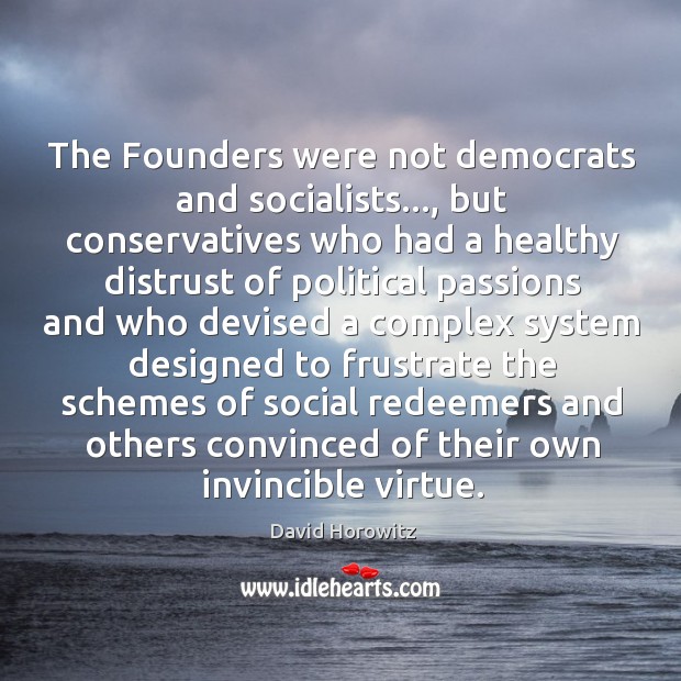 The Founders were not democrats and socialists…, but conservatives who had a David Horowitz Picture Quote