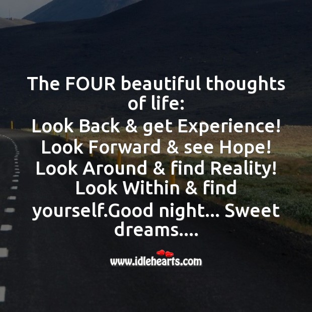 The four beautiful thoughts of life Good Night Quotes Image