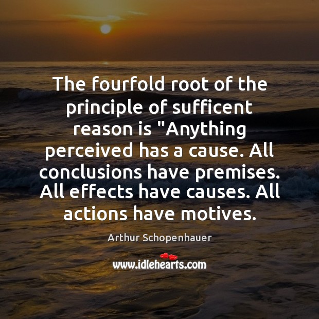 The fourfold root of the principle of sufficent reason is “Anything perceived Image
