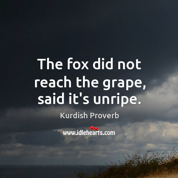 The fox did not reach the grape, said it’s unripe. Kurdish Proverbs Image