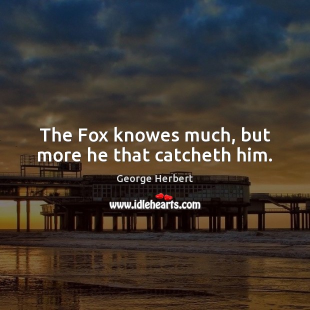 The Fox knowes much, but more he that catcheth him. Image