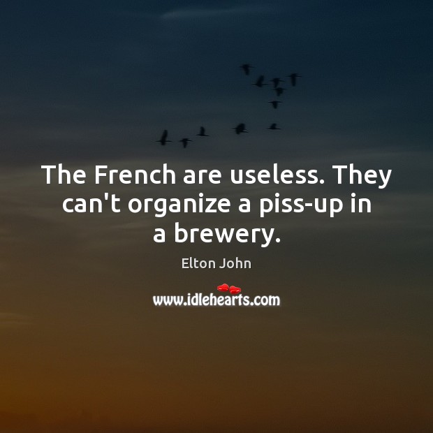The French are useless. They can’t organize a piss-up in a brewery. Elton John Picture Quote