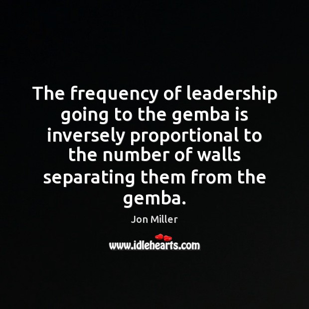 The frequency of leadership going to the gemba is inversely proportional to 