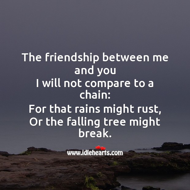 The friendship between me and you will not compare to a chain Friendship Day Messages Image
