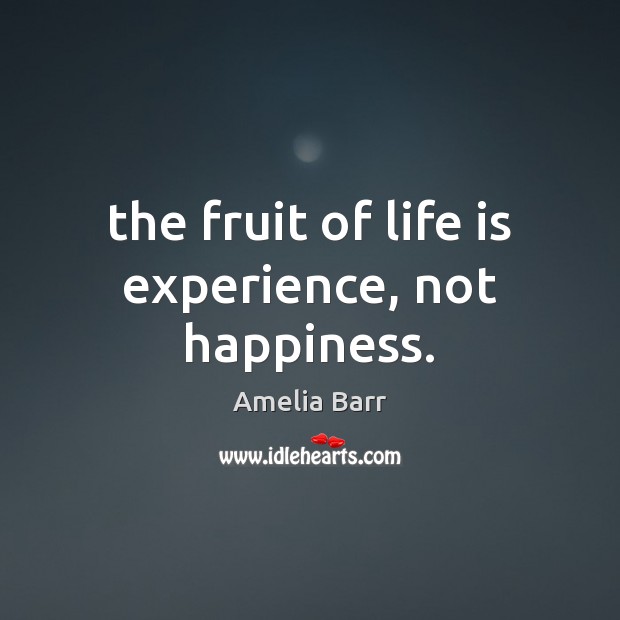 The fruit of life is experience, not happiness. Amelia Barr Picture Quote