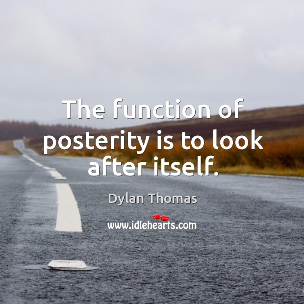 The function of posterity is to look after itself. Image