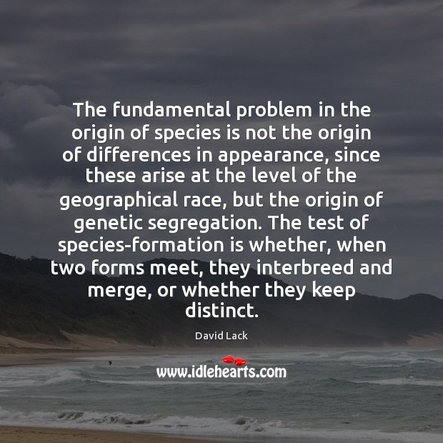 The fundamental problem in the origin of species is not the origin Appearance Quotes Image