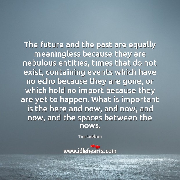 The future and the past are equally meaningless because they are nebulous Image