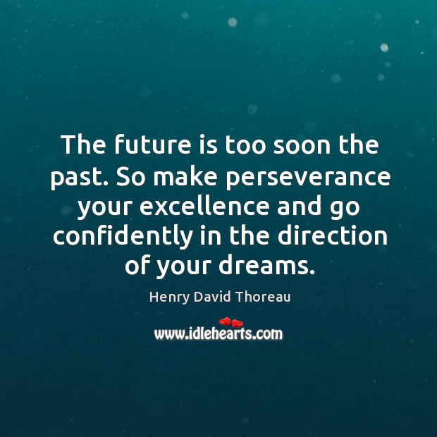 The future is too soon the past. So make perseverance your excellence Image