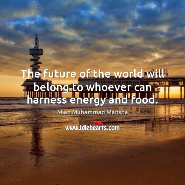 The future of the world will belong to whoever can harness energy and food. Mian Muhammad Mansha Picture Quote