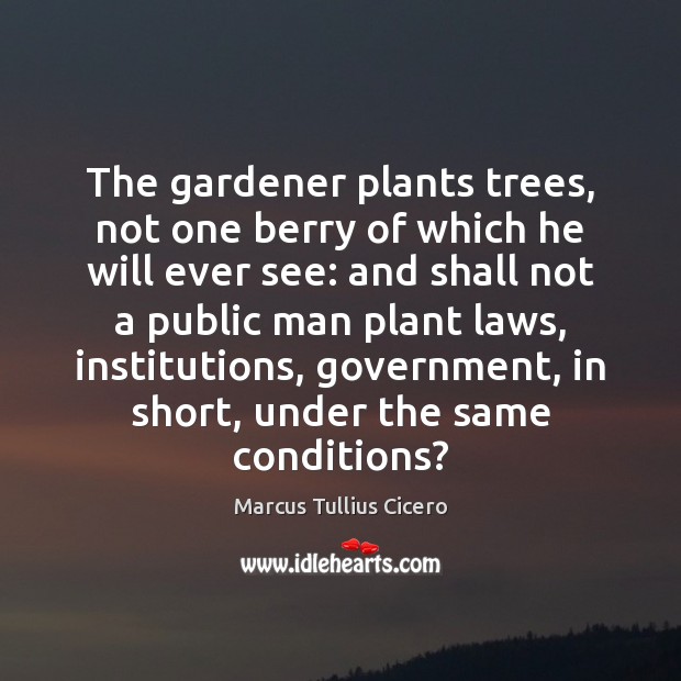 The gardener plants trees, not one berry of which he will ever Image