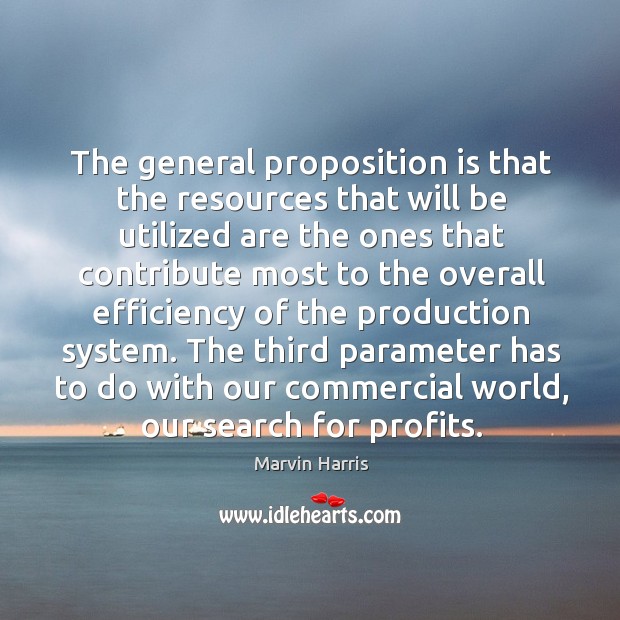 The general proposition is that the resources that will be utilized are the ones Marvin Harris Picture Quote