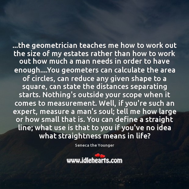 …the geometrician teaches me how to work out the size of my Image