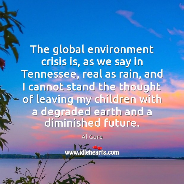 The global environment crisis is, as we say in Tennessee, real as Al Gore Picture Quote