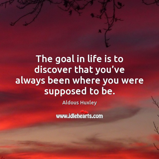 The goal in life is to discover that you’ve always been where you were supposed to be. Image