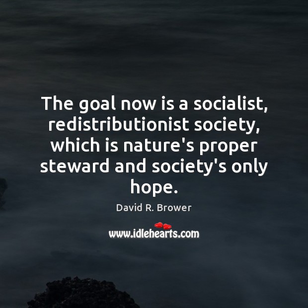 The goal now is a socialist, redistributionist society, which is nature’s proper David R. Brower Picture Quote