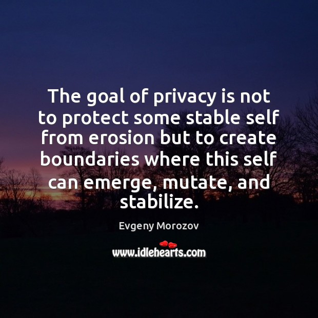 The goal of privacy is not to protect some stable self from Evgeny Morozov Picture Quote