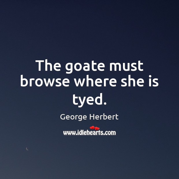The goate must browse where she is tyed. George Herbert Picture Quote