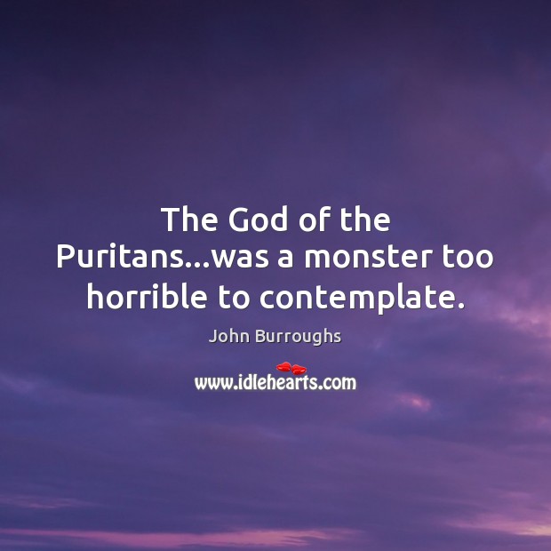 The God of the Puritans…was a monster too horrible to contemplate. John Burroughs Picture Quote