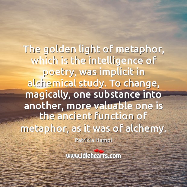The golden light of metaphor, which is the intelligence of poetry, was Image