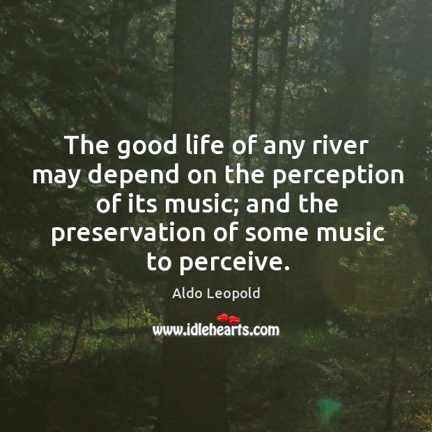 The good life of any river may depend on the perception of Aldo Leopold Picture Quote