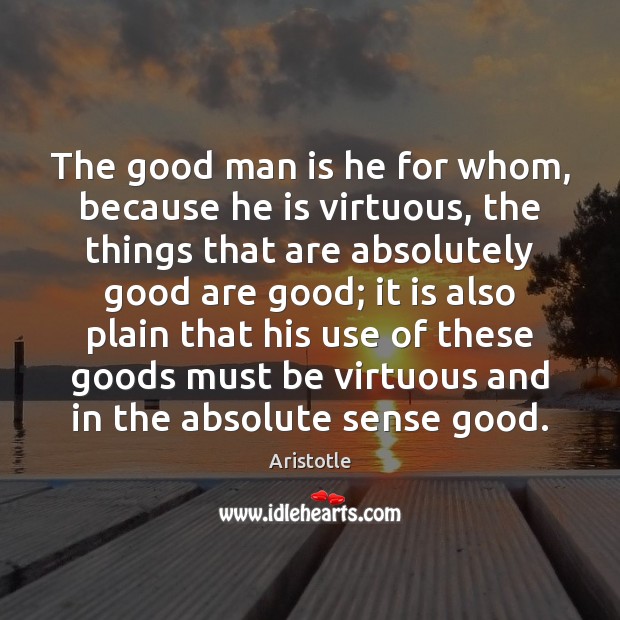 The good man is he for whom, because he is virtuous, the Image
