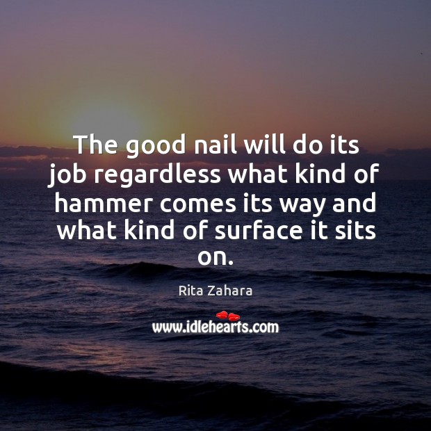 The good nail will do its job regardless what kind of hammer Rita Zahara Picture Quote