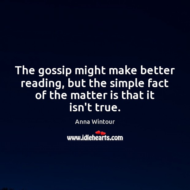 The gossip might make better reading, but the simple fact of the Image