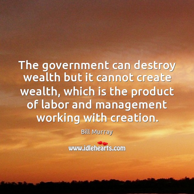 The government can destroy wealth but it cannot create wealth, which is Bill Murray Picture Quote