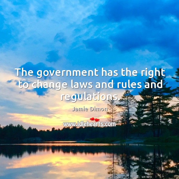The government has the right to change laws and rules and regulations. Jamie Dimon Picture Quote
